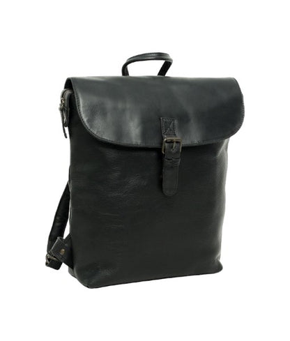 Urban Black Leather Backpack