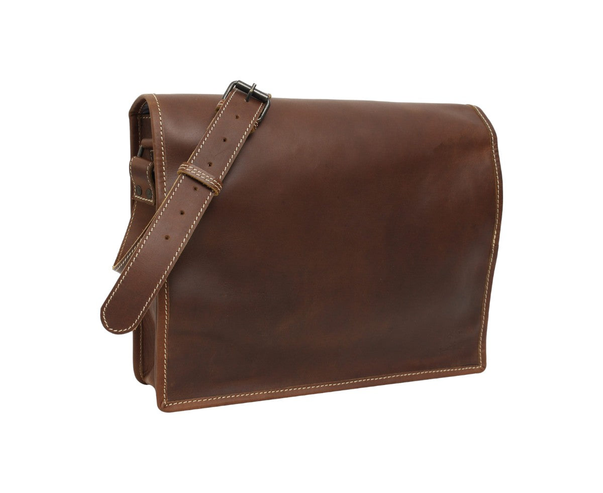 Classic Brown Leather Messenger Bag