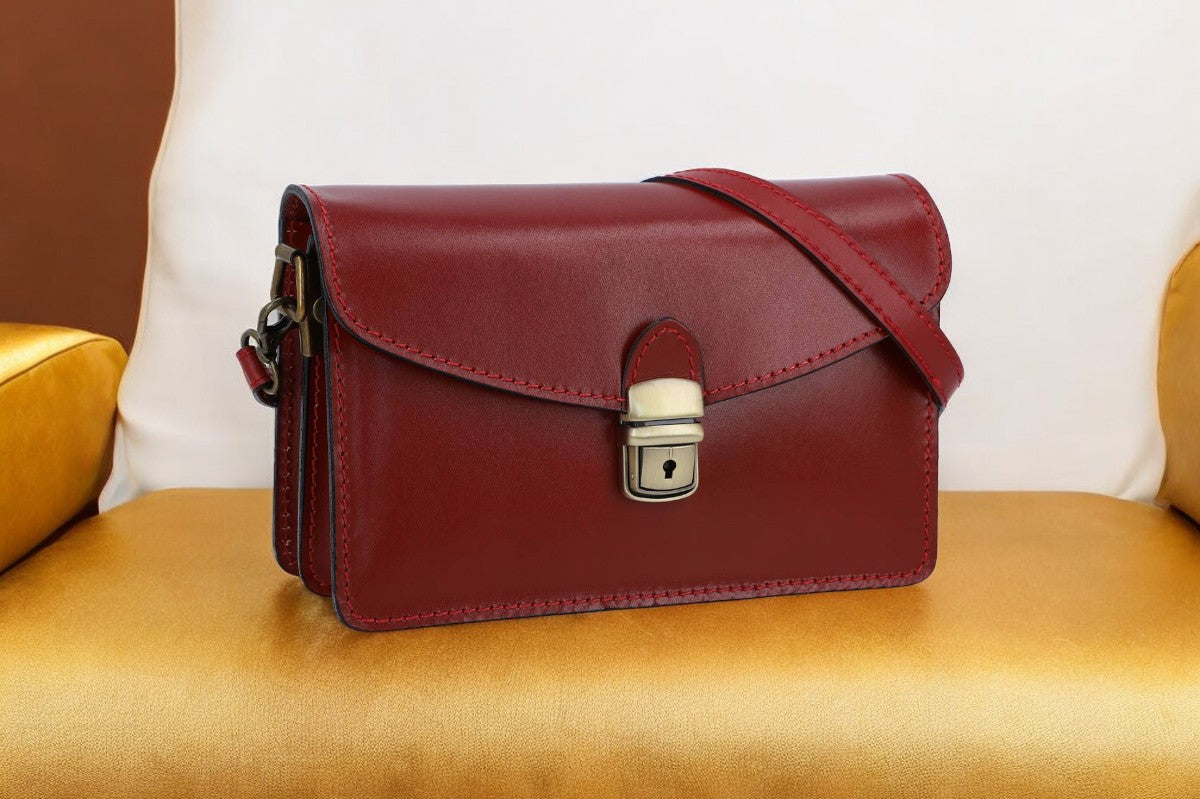 Classic Red Leather Shoulder Bag